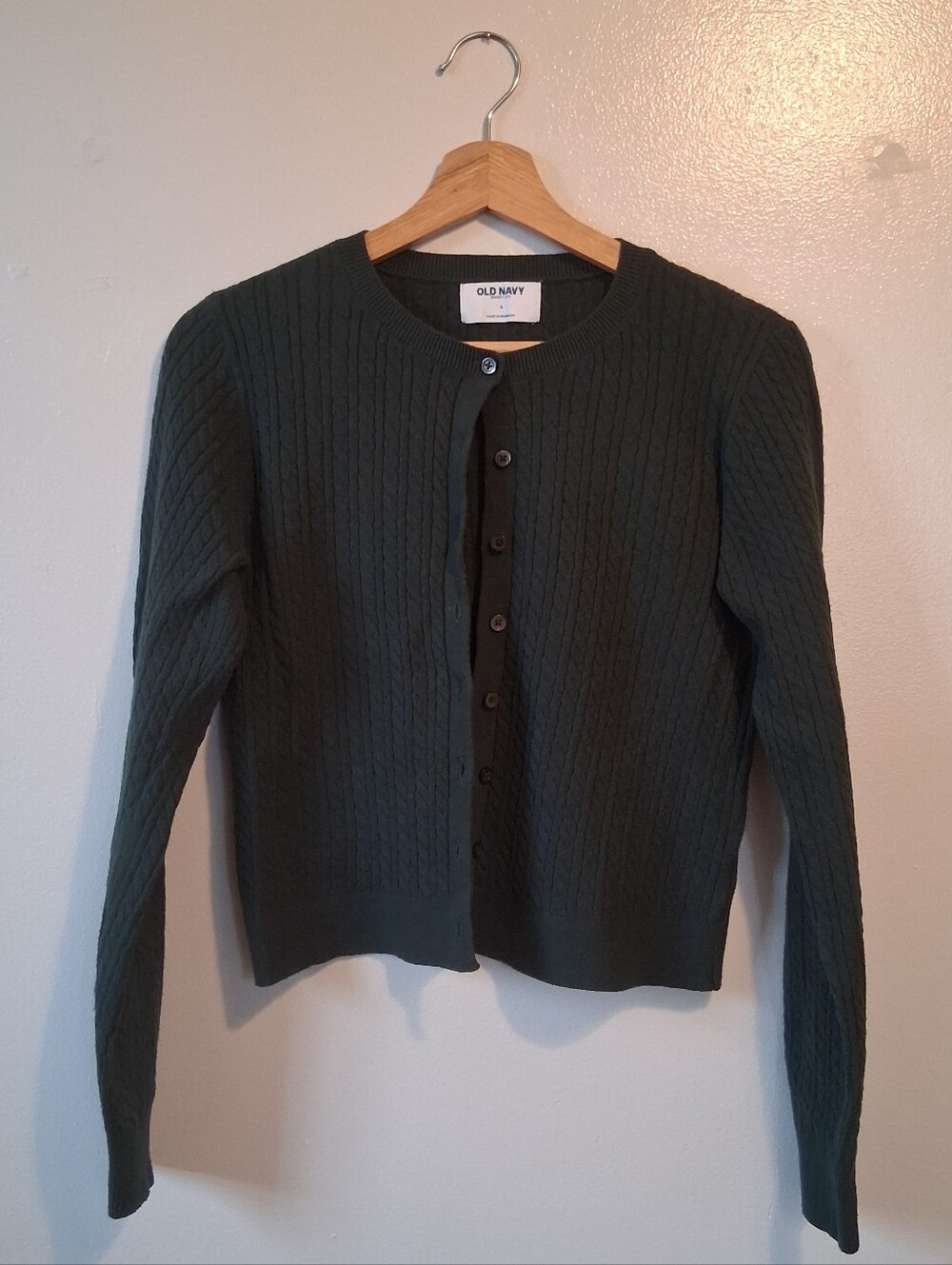 Old Navy Green Cable Knit Cardigan